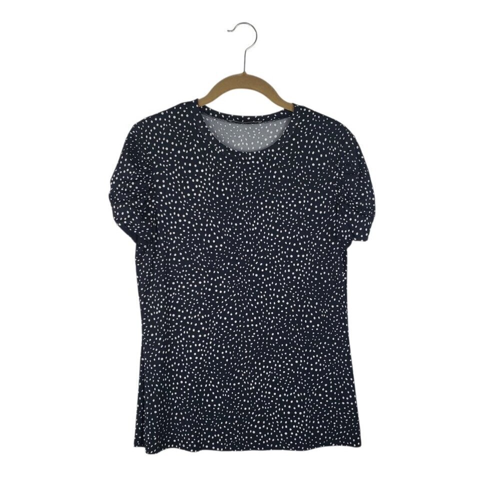 Max Mara Puff Sleeve Top Black White Polka Dot Womens Size Medium